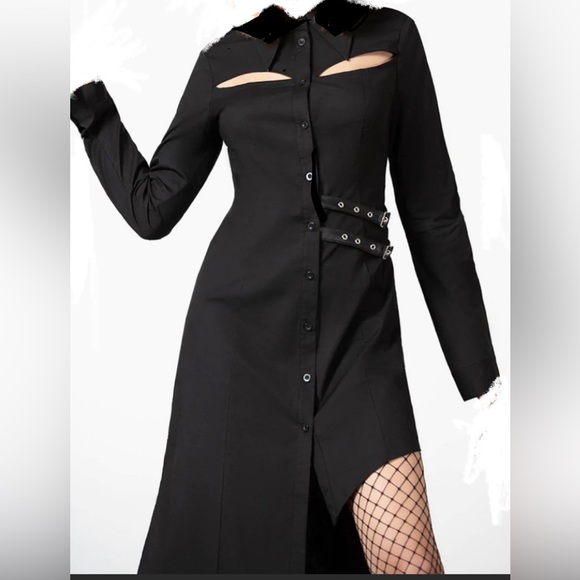 Killstar Dresses & Skirts - Rare KILLSTAR:HauntressBlack shirtdress w/Buckles;Asymmetric Style. Size:XXL
